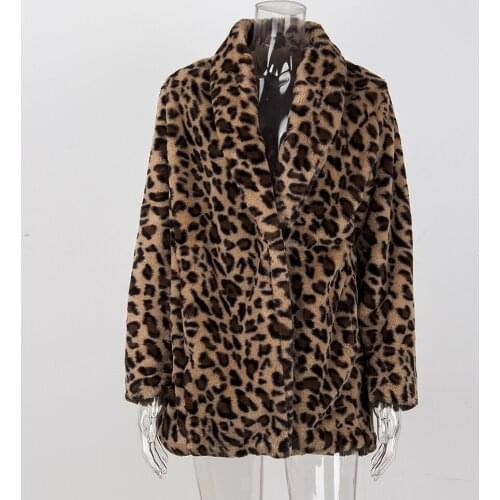 Leopard Coats Pop Pop Women Faux Fur Coat Luxury Winter Warm Plush Jacket Vogue artificial fur Womens outwear High Quality