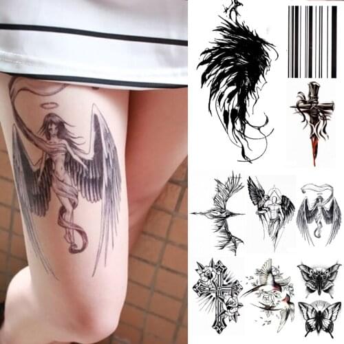 Cross Temporary Tattoo Sticker Angel Wings Death Ray Sexy Bunny Girl Body Art Tattoo Waterproof Fake Flash Tattoo Women and Men