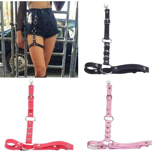 Women New Fashion Street Punk Rock Handcrafted Leather Garter Belt Waist Thigh High Suspenders Straps Shorts Jeans Belt Womens