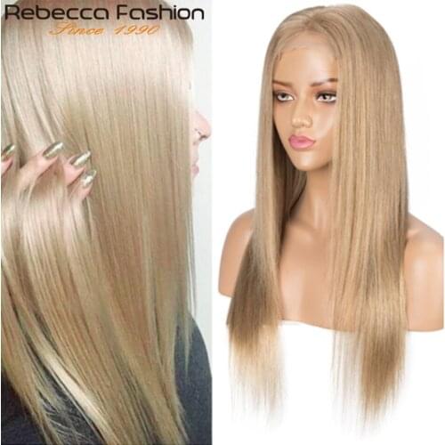 Rebecca Ombre Blonde Brazilian Straight Human Hair Wigs Hd Transparent Lace Remy Hair Wig Colored Human Hair Wigs Cosplay Wig