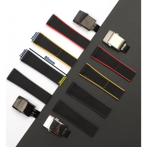 22mm 24mm Black Bracelet Nylon+ Silicone Rubber Watch Band Stainless buckle For navitimer/avenger/Breitling watch strap tools