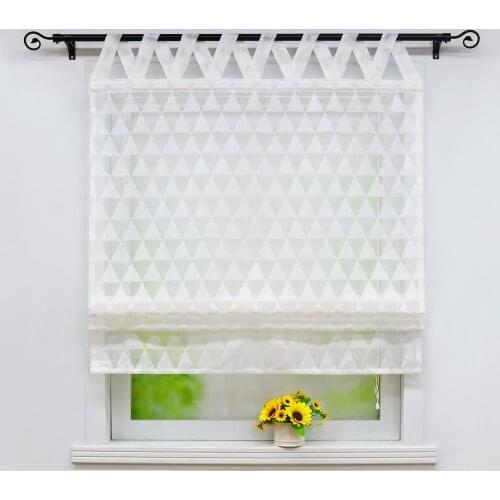 Roman Curtains Modern Triangular Shape Windows Sheer Tulle Drapes Shade Voile Drapery Valance for Kitchen Home Decoration