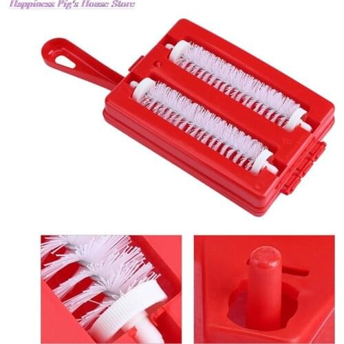 Handheld Carpet Table Crumb Sweeper Plastic Dual Brush Cleaner Collector Roller Home Cleaning Tools Random Color 1PC