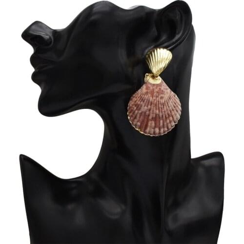 Fashion Women Abalone Natural Shell Drop Earrings Gold Summer Boho Pearl Jewelry Ivory Simple Earrings Statement For Girl Beach