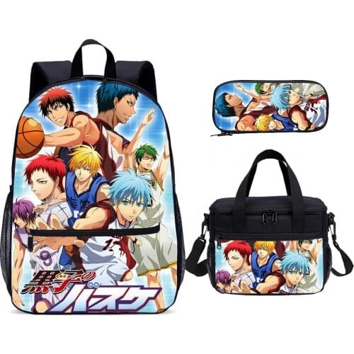 School Bag 3 PCS Kuroko No Basketball School Backpack Set Boys And Girl Student Laptop Student Children Book Bag