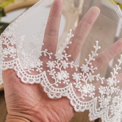 Sewing Fabric For Dress Wedding Accessories 14cm Wide Tulle Ribbons For Needlework Diy Crafts Embroidery Lace Tirm White 2yards