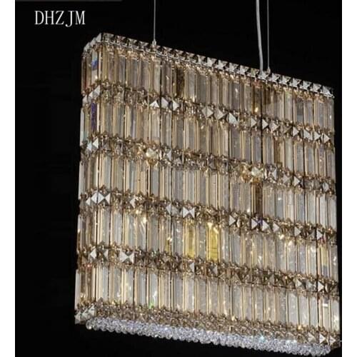 LED crystal lamp rectangle living room Suspension Light Dining Room Fixture Crystal Light Lustre Hanging k9 Crystal Chandelier