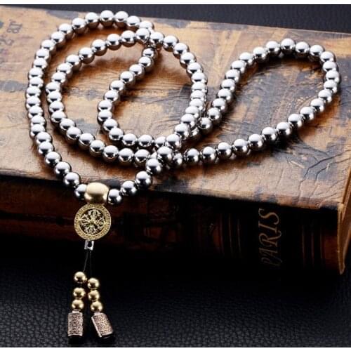 Tactical 10MM Buddha Beads Bracelet EDC Outdoor Tools Self-Defense Protection Survival Necklace Chain Whip