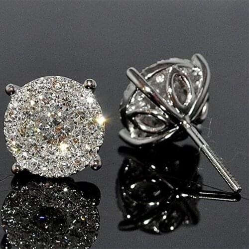 Modyle New Trendy Women Ear Piercing Stud Earrings Luxury Inlaid Cubic Zirconia Stylish Versatile Female Silver Color Jewelry