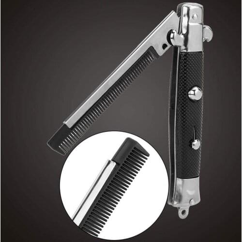 Hair Trimmer Automatic Folding Knife Comb Men Pocket Butterfly Comb Steel Spring Jump Brush Styling Portable Tools