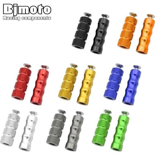 BJMOTO Universal M6 CNC Racing Motorcycle Foot Rests Pegs Pedals Rear Set For Honda Yamaha Kawasaki Suzuki Footrest FootPegs