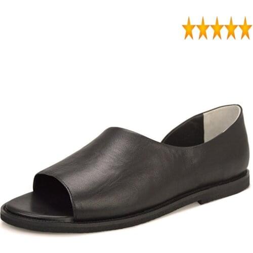 Rome Men 2021 Summer New Beach Sandals Slip On Loafers Genuine Leather Open Toes Shoes Male Vintage Casual Slipper Plus Size