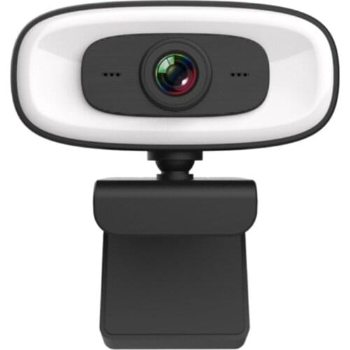 2K 3 Gear Fill Light Webcam Auto Focus Free Drive Web Camera with Mic 360° Rotation for Computer Laptop Video Record