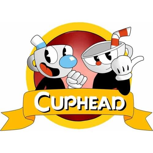 EARLFAMILY 13cm x 5.8cm for Cuphead Logo Car Stickers Vinyl Waterproof Decoration Scratch-proof Window Trunk Decoration Decal