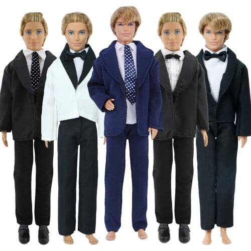 High Quality Doll Outfit Mixed Formal Business Suit Tie Tuxedo Coat Shirt Pants Clothes for Barbie Doll for Ken Doll Accessories