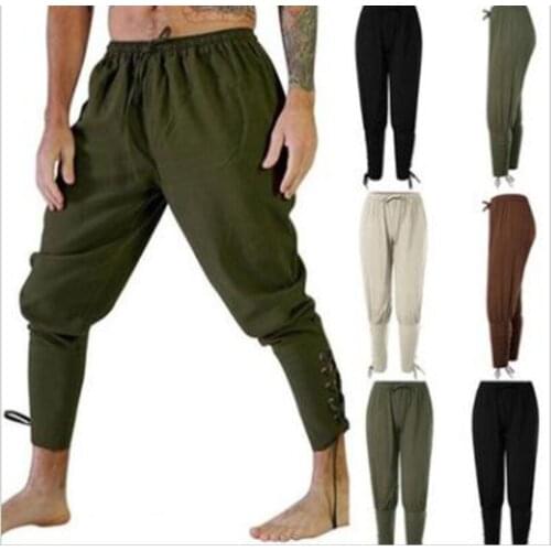 Adult Men Medieval Renaissance Lounge Loose Pants Viking Black Navigator Leg Bandage Trouser Pirate Horsemanc Cosplay Costume