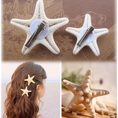 1/2Pcs Elegant Women Natural Starfish Hair Clip Girls Beach Wear Hairpins Star Sea Jewelry Hair Clips Gifts Hair Accessories