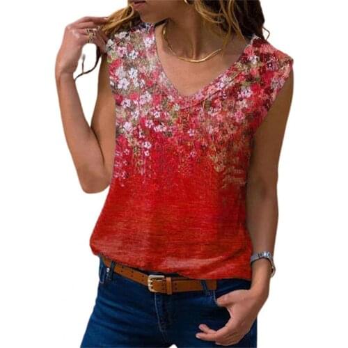 Women Vest Tops Fashion Sleeveless Floral Print Blouse Women V Neck Tank Top for Spring/Summer Women Clothing футболка 2021