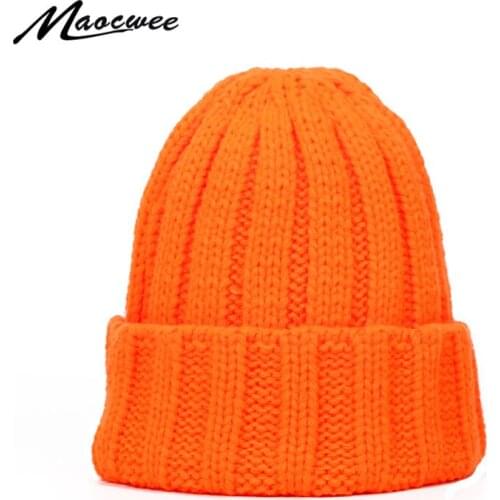 Winter Beanie Hats For Women Skullies Beanies For Men Outdoor Candy Color Beanie Caps Female Knitted Thick Hat To Keep Warm