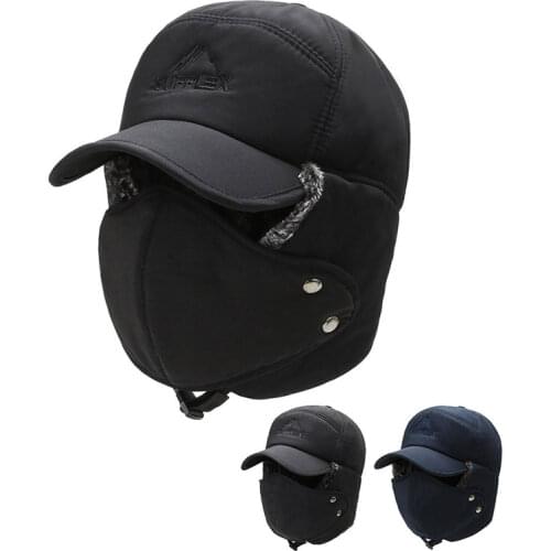 Winter Fur Warm Windproof Hat Men Women Lei Feng Cap Bomber Faux Fur Ear Flap Cap Black Ski Trooper Trapper Cold Anti-snow Cap
