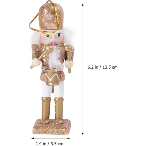 1 Set Christmas Wooden Doll Decor Christmas Nutcracker Doll Pendant Creative Glittering Powder Doll Ornament for Party