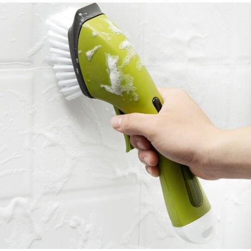 1pc Automatic Add Liquid Cleaning Brush Kitchen Bathroom Corner Dusting Brushes Multifunction Washing Brush Long Handle