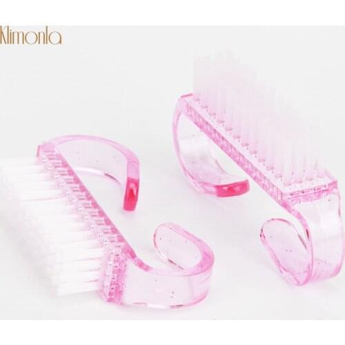 10Pcs/lot Nail Brush Cleaning Dust Plastic Clear Handle Scrubbing Tools Finger Care Accessories Manicure Clean Tool Light Pink