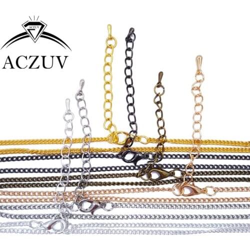 100pcs 2mm 20cm to 80cm Metal Encryption Curb Chain Necklaces Bracelets Watch Chains for Pendant Jewelry Making FCC001