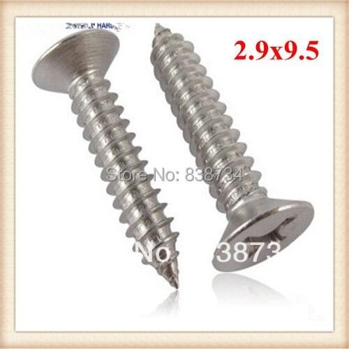 1000pcs din7982 2.9x9.5 304stainless steel tap screws