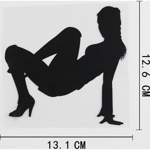 13,1 CMX 12,6 CM Lustige Sexy Frau Heißer Dame Aufkleber Vinyl Auto Aufkleber Schwarz/Silber 8A-0446
