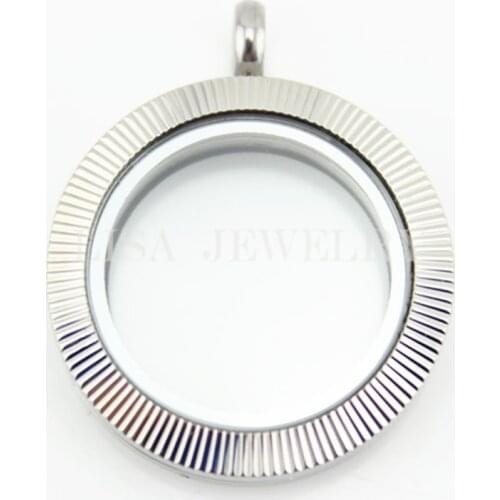 30mm Stainless Steel Twist Floating Charms Lockets 5pcs /lot Silver Color With New lines face