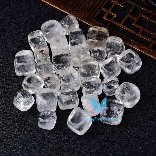 6 Pieces Polished Natural White Clear Quartz CUBE Tumbled Stone Gravel Stone Crystal Hand-Polished for Fish Tank Decor Garden He