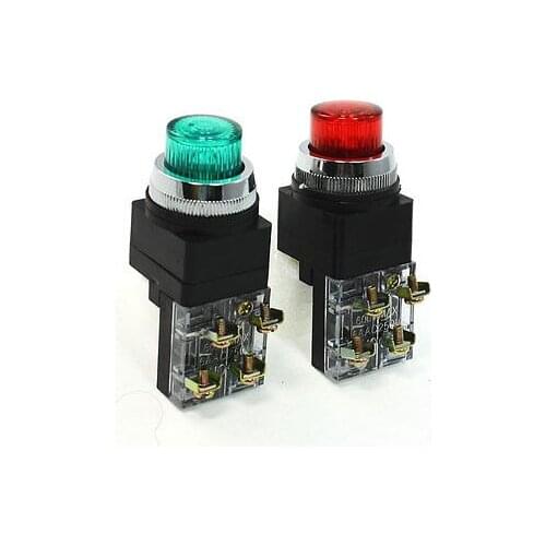 AC 250V Max 600V Green Red Lamp Light Momentary Push Button Switch