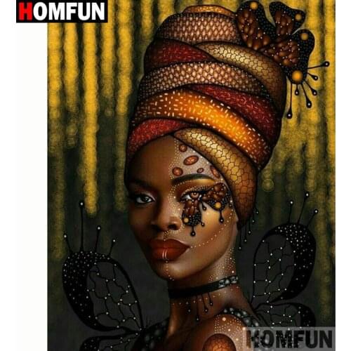 HOMFUN Full Square/Round Drill 5D DIY Diamond Painting "African beauty" 3D Diamond Embroidery Cross Stitch Home Decor A20099