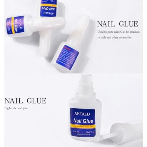 10g Fast Drying Nail Glue for False Nails Glitter Acrylic Decoration with Brush False Nail Tips Glue Sticky Nail Care Tools