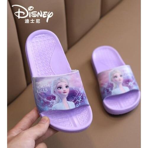 Disney Kids Slippers For Girls Frozen Elsa SpiderMan Sandals Baby Slippers Flat Princess House Flip Flop Children Non-slip Shoes