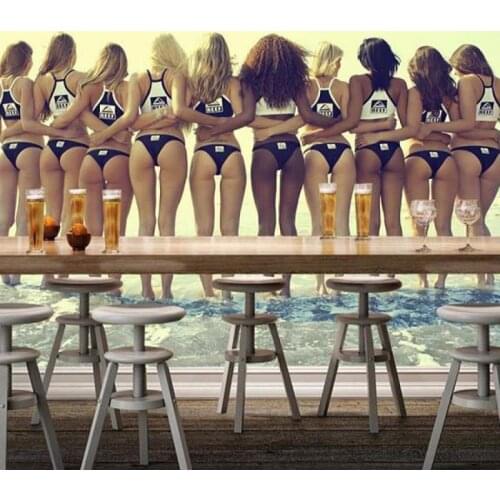 European and American Mural Wallpaper Hotel Restaurant Hotel Large 3D Sexy Model Bikini Beauty Beach Background Wall Custom Size