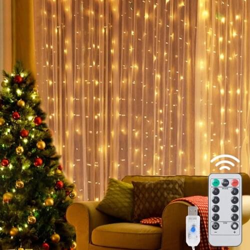 3M LED Curtain Garland USB Light String Fairy Tale Festoon Remote Control Christmas Decorations Home Garland Light on The Window