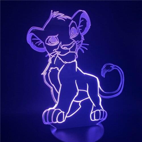 Kawaii Disney The Lion King Simba 3D Night Lights Cute Toys for Kids Cartoon Desk Lamp Touch Sensor Lighting Anime Xmas Gift Led