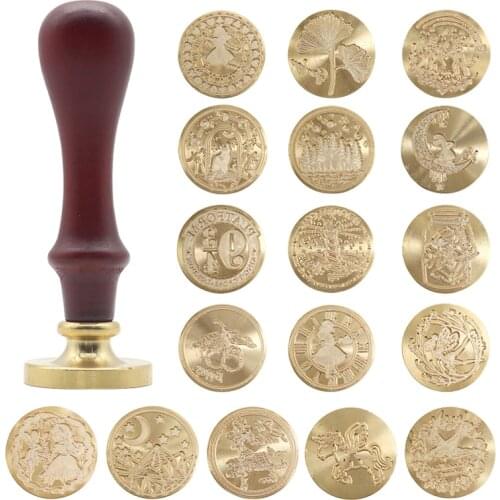 Classic Wax Seal Stamp,1 Pieces Sealing Wax Stamp Heads + 1 Wooden Hilt,For Wedding Invitation Gift Cards Scrapbooking Material