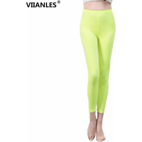 VIIANLES High Stretched Legging New Spring Summer Solid Trousers Candy Neon Leggings for Women Girl Sporting Leggins Gym Pants