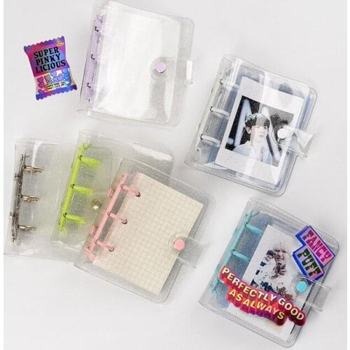 Kawaii Transparent Mini Pocket 3 Ring Diary Notebook Journal Agenda DIY Photocard Binder Korean School Stationery