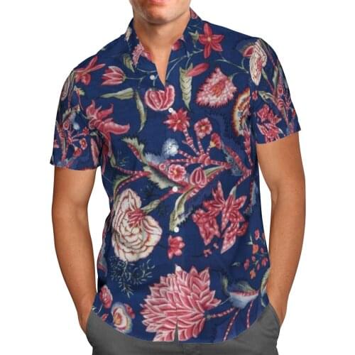 Flower Print Short Sleeve Shirts For Men Loose Cardigan Button Shirts Plus Size Hawaiian Style Summer 2021 Ventilated Shirt-7