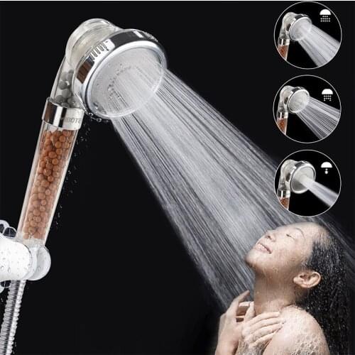 Shower Bath Head 3 Function Adjustable Jetting Filter High Pressure Water Saving Shower Head Handheld Healthy Negative Ion SPA
