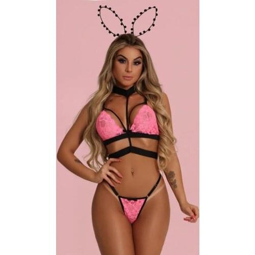 New Sex Transparent Lace Bandage Halter Bra Brief Sets Hot Erotic Sexy Lingerie Porno Sex Lenceria Erotica Mujer