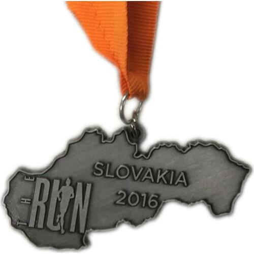 Zinc Alloy Antique Tin Plated Island Shape Running Award Medal