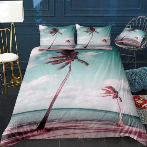 Beach Quilt Cover Pillowcase 3Piece Comforter Bedding Set With Pillow Case Single Double Duvet Cover Home Decora