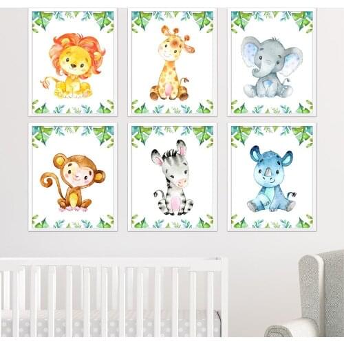 Lion Monkey Giraffe Tropical Leaf Jungle Animals Nordic Posters And Prints Wall Art Canvas Painting Wall Picture Kids Room Decor