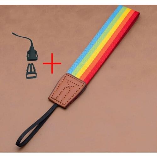 1-50pcs Rainbow Stripe camera wide plate wrist strap hand strap For canon nikon DSLR SLR camera and Sony micro single cameras