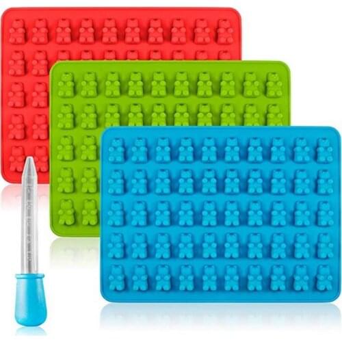 Silicone Gummy Bear Chocolate Mold Candy Maker Ice Tray Jelly Mould 50 Cavity Dessert Tools colorful